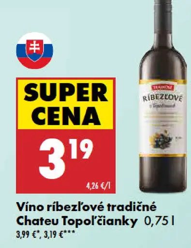 Tradičné ríbezľové Chateau Topoľčianky Vino