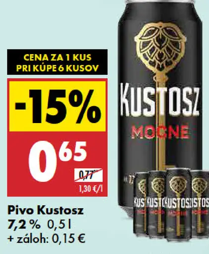 Kustosz Mocne 7,2 % pivo plechovka
