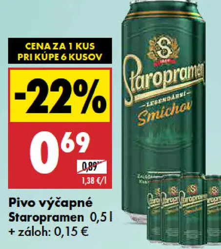 Staropramen pivo výčapné Smíchov plechovka