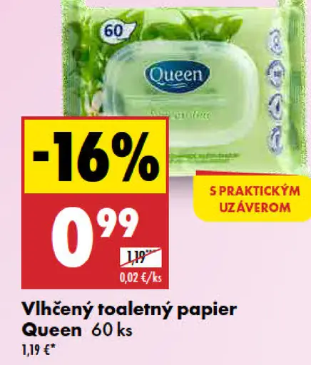 Queen vlhčený toaletný papier