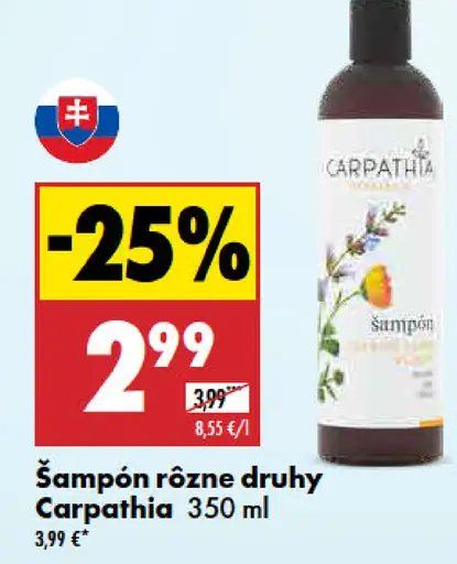 Carpathia šampón na vlasy rôzne druhy