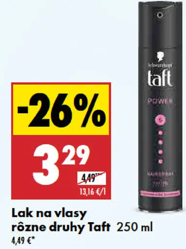 Taft lak na vlasy rôzne druhy