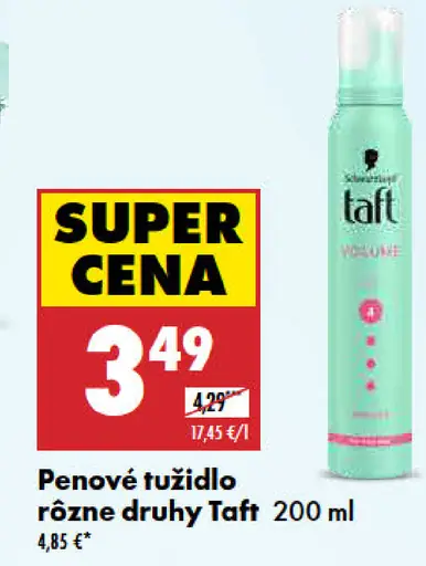 Taft penové tužidlo na vlasy rôzne druhy