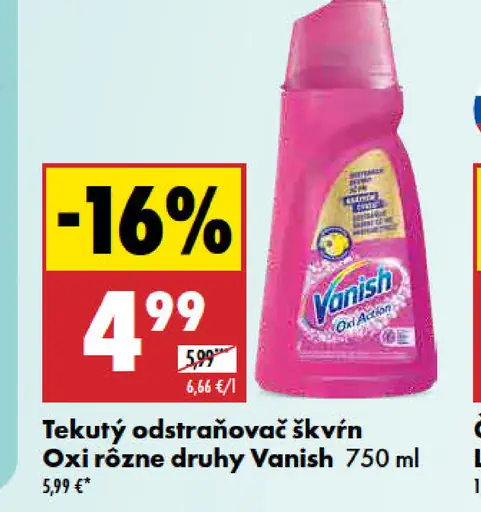 Vanish tekutý odstraňovač škvŕn Oxi rôzne druhy