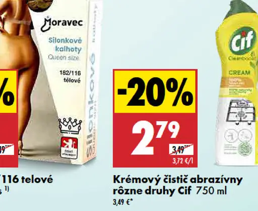 Cif krémový čistič abrazívny rôzne druhy