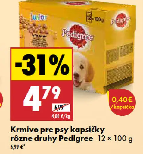 Pedigree krmivo pre psy kapsičky Junior rôzne druhy