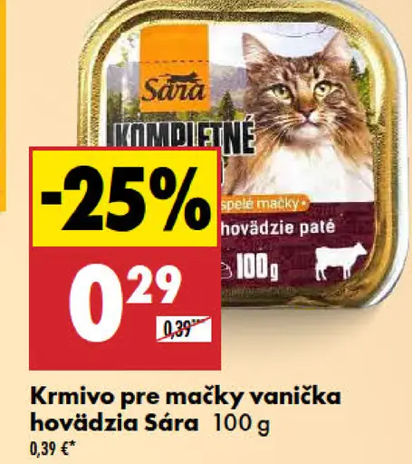 Sára krmivo pre mačky vanička hovädzia pašté