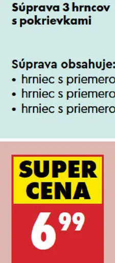Smukee súprava 3 hrncov s pokrievkami z nehrdzavejúcej ocele