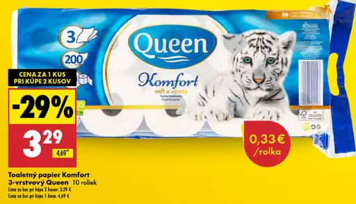 Queen Komfort toaletný papier 3-vrstvový