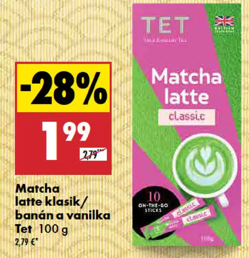 Tet Matcha latte classic/banana & vanilla