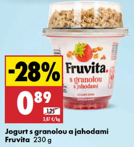 Fruvita jogurt s granolou a jahodami