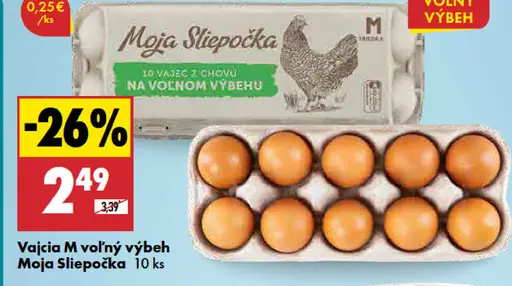 Moja Slepôčka vajcia M z voľného výbehu 10 ks