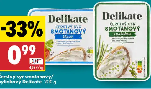 Delikate Čerstvý syr smotanový/bylinkový
