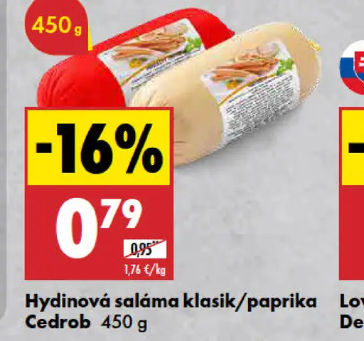 Cedrob Hydinová saláma klasik/paprika