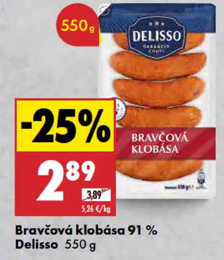 Delisso Bravčová klobása 91%