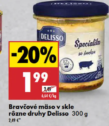 Delisso Bravčové mäso v skle rôzne druhy