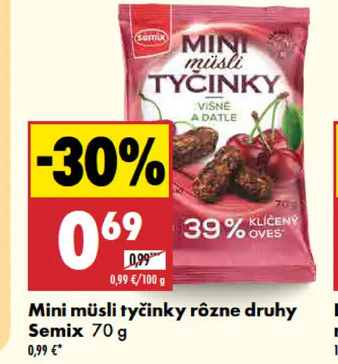 Semix Mini müsli tyčinky višňa a datle