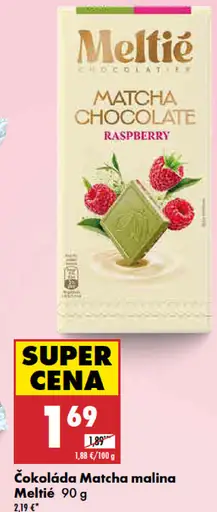 Meltie čokoláda Matcha s malinami