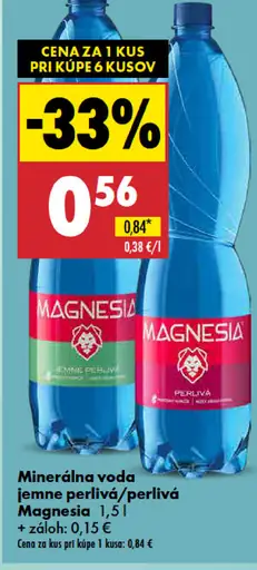 Magnesia Minerálna voda jemne perlivá