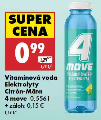 4 Move vitamínová voda Elektrolyty citrón-mäta