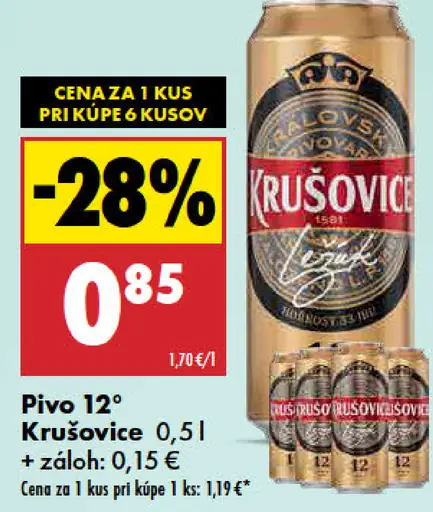 Krušovice 12° pivo plechovka