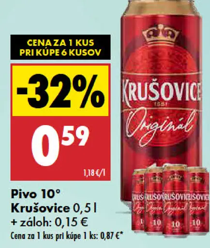 Krušovice 10° pivo plechovka