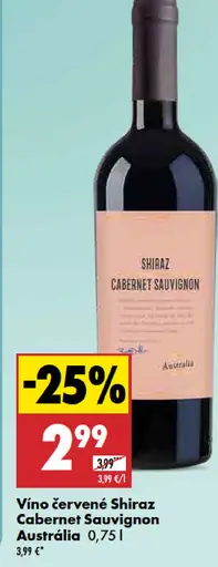 Shiraz Cabernet Sauvignon víno červené Austrália