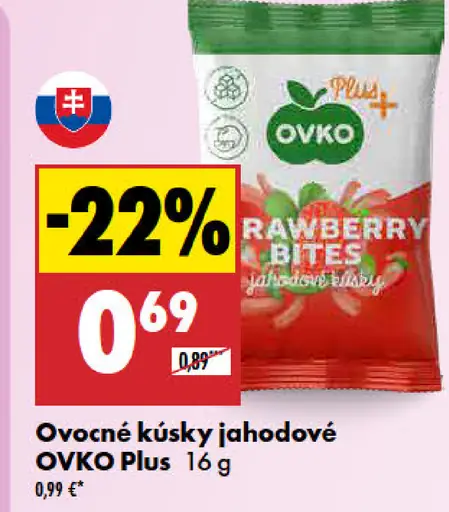 OVKO Ovocné kúsky jahodové Plus