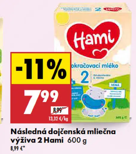 Hami Následná dojčenská mliečna výživa 2