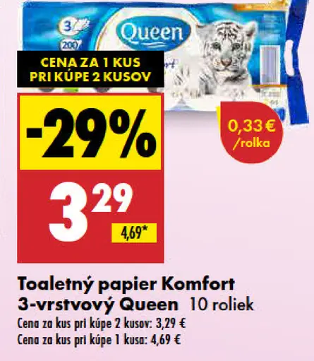 Queen Komfort toaletný papier 3-vrstvový