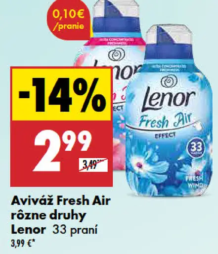 Lenor Aviváž Fresh Air rôzne druhy