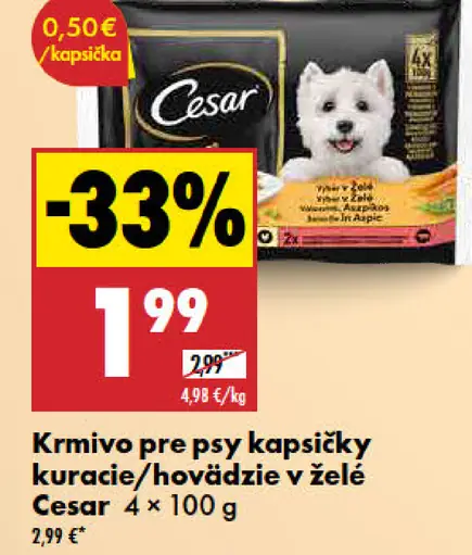 Cesar Krmivo pre psy kapsičky kuracie/hviezdie v želé