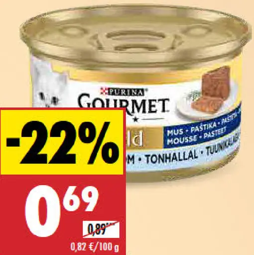 Gourmet Krmivo pre mačky v konzerve paštéta tuniak