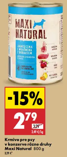 Maxi Natural krmivo pre psy v konzerve rôzne druhy