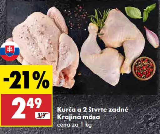 Kurča 2 štvrte zadné Krajina mäsa