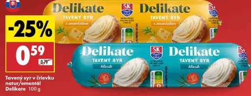 Delikate Tavený syr v črievku natur/ementál