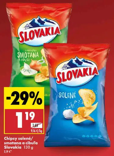 Slovakia chipsy solené / smotana a cibuľa