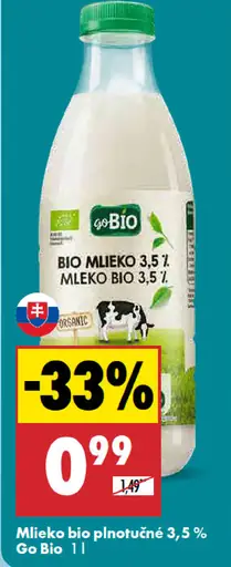 Go bio Mlieko bio plnotučné 3,5 %