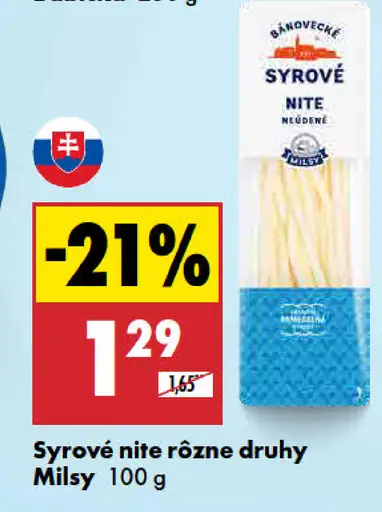 Syrové nite rôzne druhy Milsy