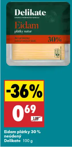 Delikate Eidam údený/neúdený plátky 30 %