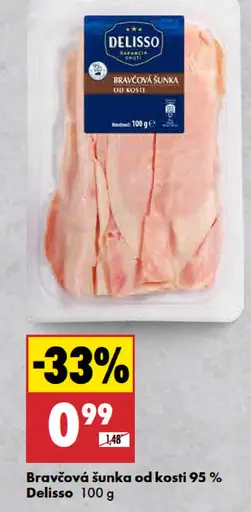 Delisso Bravčová šunka od kosti 95%