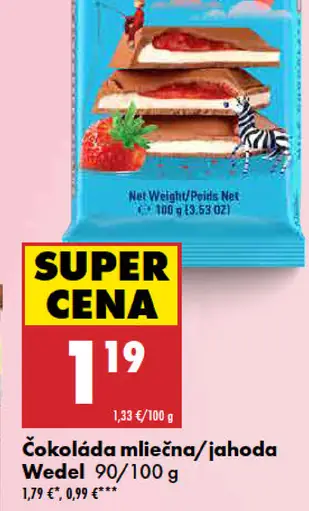 Wedel čokoláda mliečna jahoda