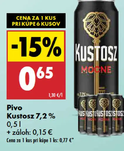 Kustosz Mocne 7,2 % pivo plechovka