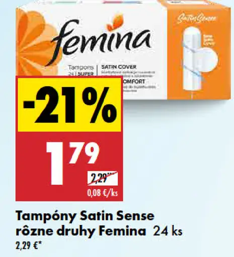 Femina tampóny Satin Sense rôzne druhy