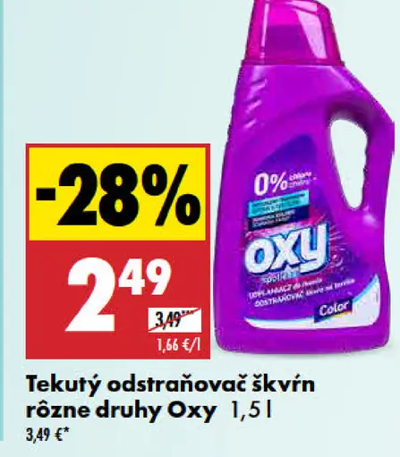 OXY Tekutý odstraňovač škvŕn rôzne druhy