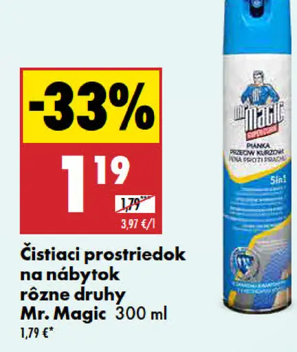 Mr. Magic Čistiaci prostriedok na nábytok rôzne druhy