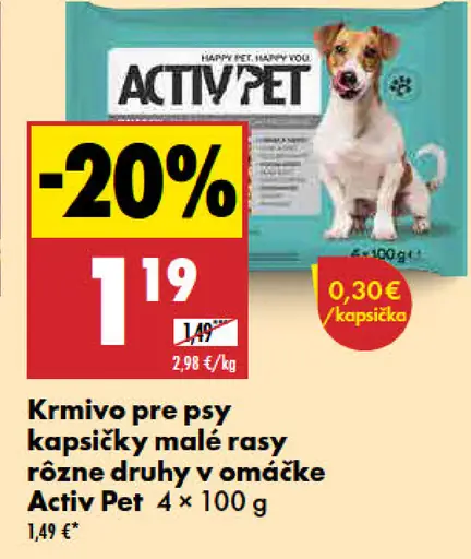 Activ Pet krmivo pre psy kapsičky malé rasy rôzne druhy v omáčke