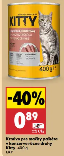 Kitty krmivo pre mačky paštéta