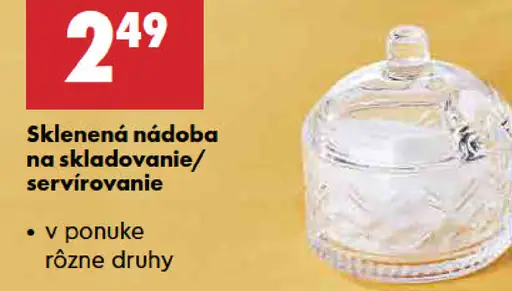 Smukee sklenená nádoba na skladovanie a servírovanie