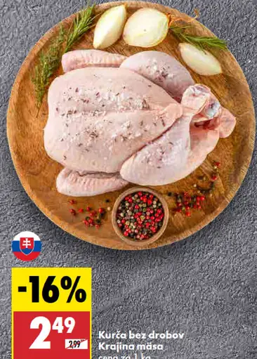 Kurča bez drobov čerstvé krájané mäso